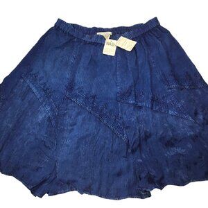 Studio West Apparel NWT Skirt Blue Elastic Tiered Sz 16 Pull On Dance Boho Denim